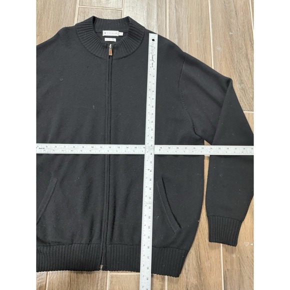Peter Millar Extra fine Italian Merino Wool Full Zip Black Sweater Men's XL - Picture 4 of 4